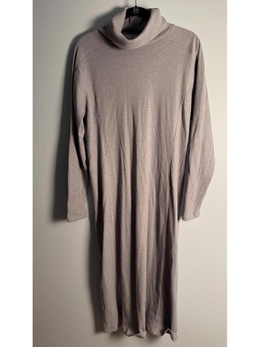 Lou & Grey Loft Sweater Dress Long Gray Cowl Turtleneck Ribbed Maxi Medium NWT